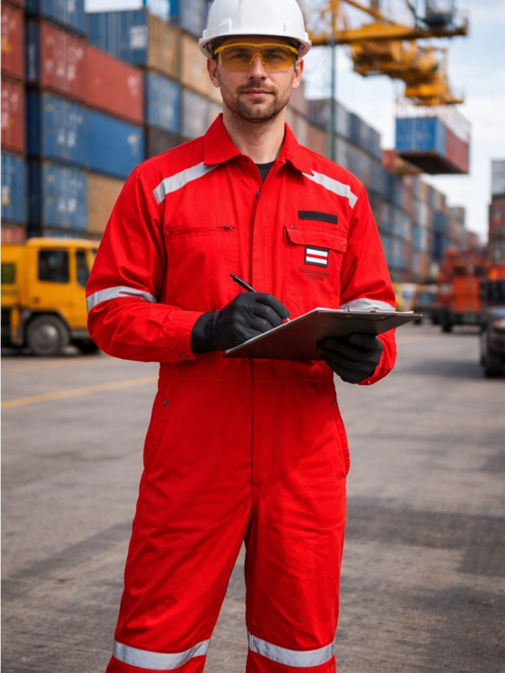Coveralls Red Men's Safety Coverall with Reflective Trim